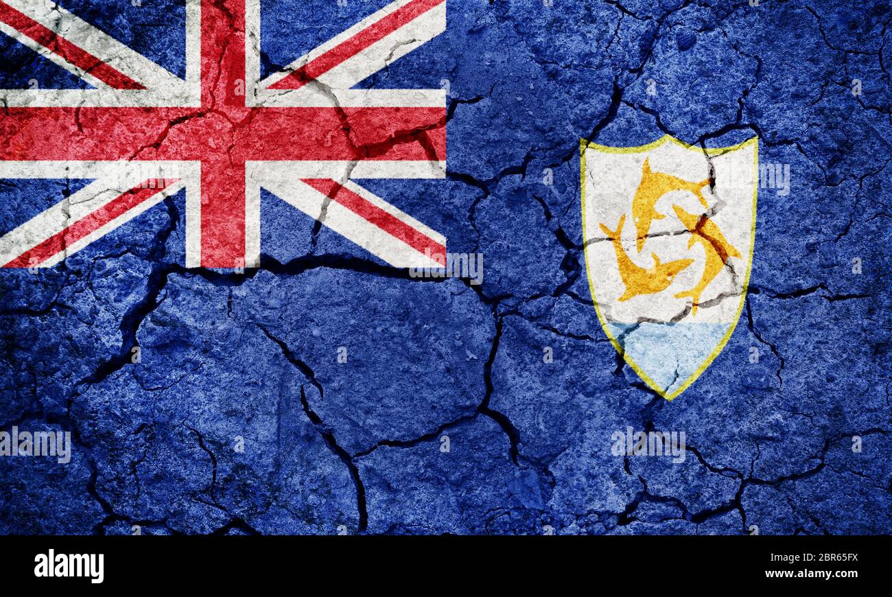 Anguilla flag on dry earth ground texture background Stock Photo - Alamy
