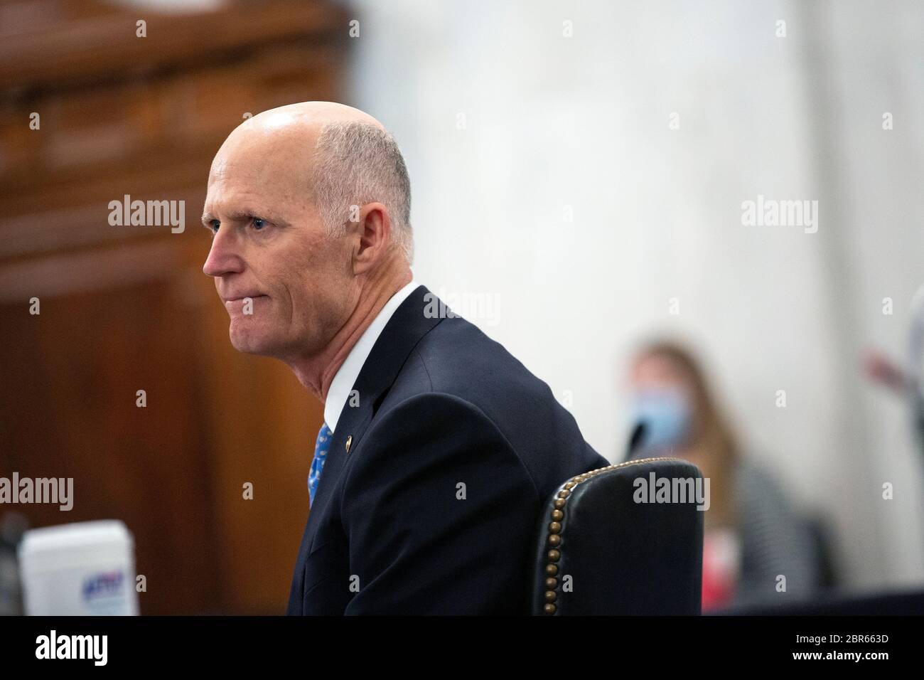 United States Senator Rick Scott (Republican of Florida) listens during ...
