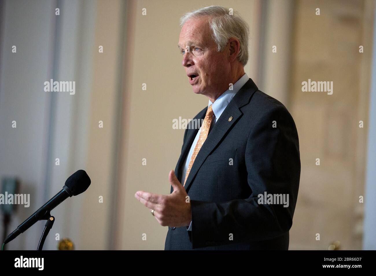 United States Senator Ron Johnson (Republican of Wisconsin) speaks to members of the media prior to a U.S. Senate Committee on Homeland Security and Governmental Affairs meeting in the Senate Russell Office Building in Washington, DC, U.S., on Wednesday, May 20, 2020, as the committee considers a motion to issue a subpoena to Blue Star Strategies. Credit: Stefani Reynolds/CNP | usage worldwide Stock Photo