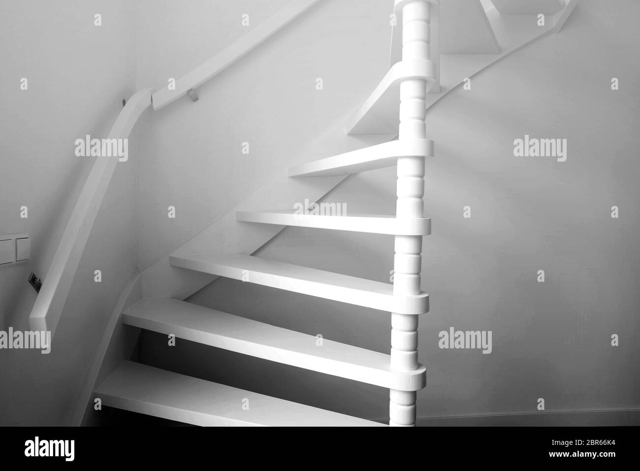 Heavy shadow of stairway Black and White, wooden stairs modern design