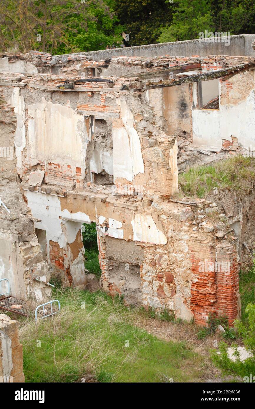 Remains of walls and debris of a demolished house, Salamanca, Castile and León, Spain Stock Photo