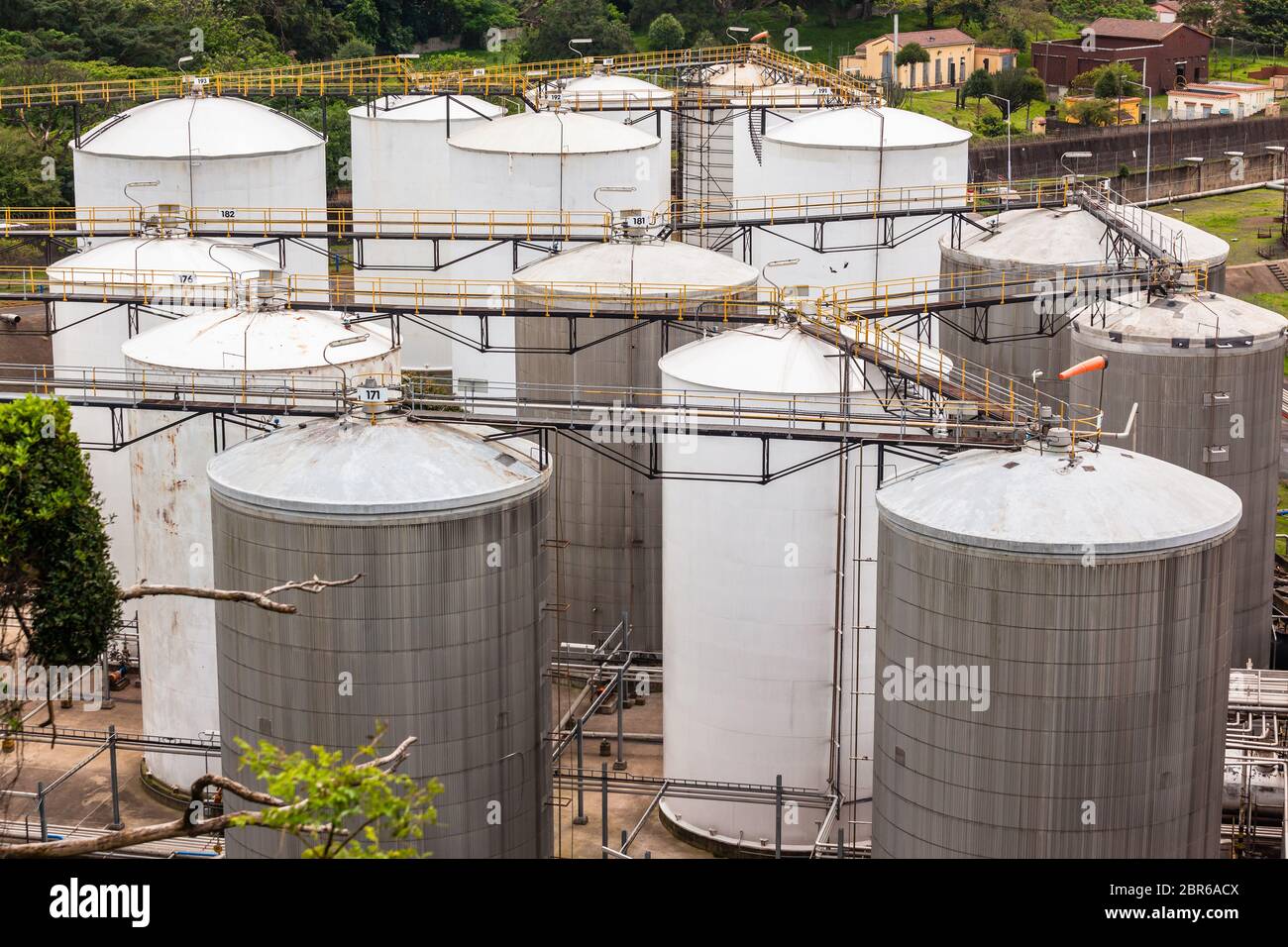 Storage tanks depot for oils fuels chemicals Stock Photo Alamy