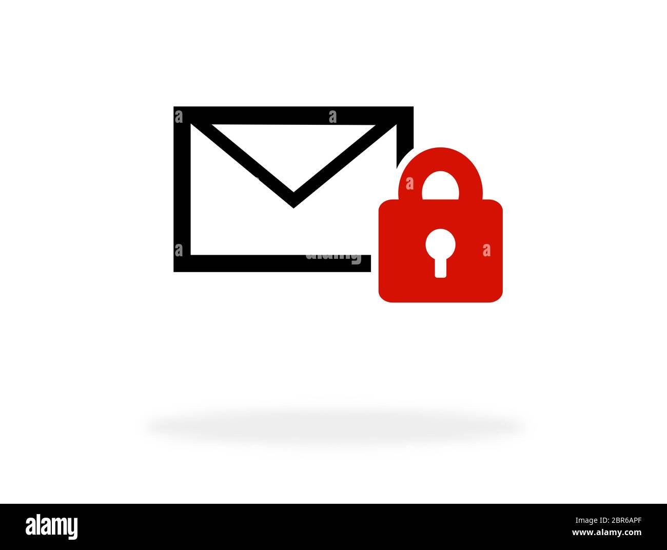 Envelope icon with red lock - Symbol for secure communication or message Stock Photo