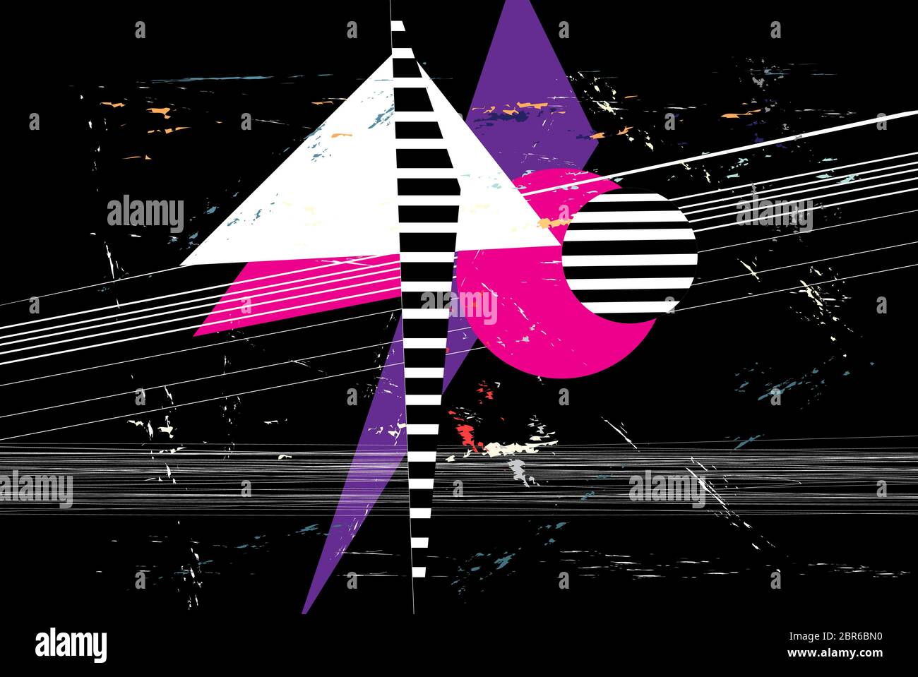 Abstract retro raster color background with geometric objects Stock Vector