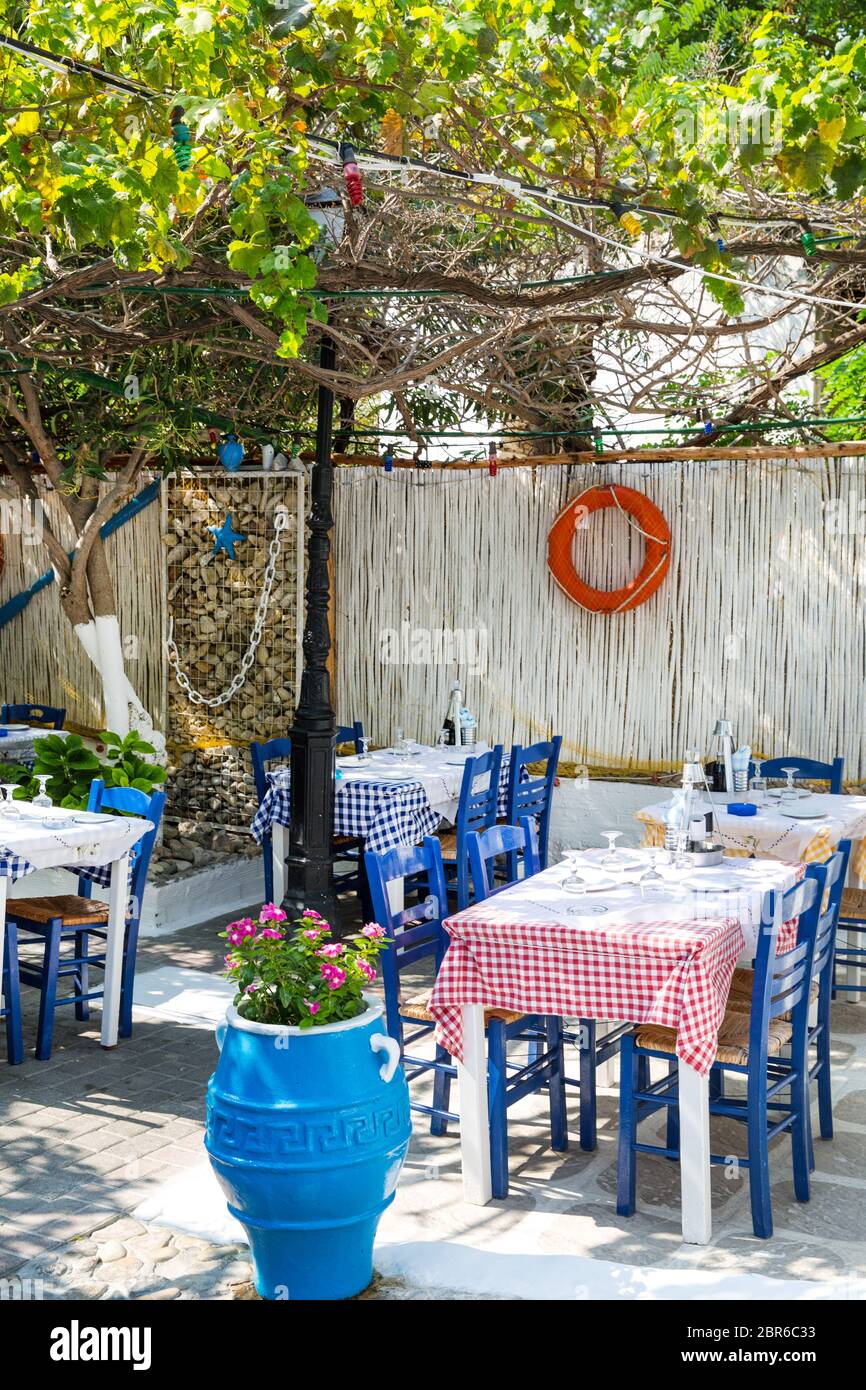 Kos, Greece - 24 July 2018. Greece Taverna In Kos Island. Traditional 