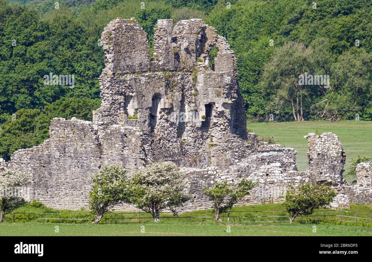 The old Norman Castle at or near Ogmore by Sea in south Wales. Believed to have been built in the early 12th century, it is a Grade 1 listed building Stock Photo
