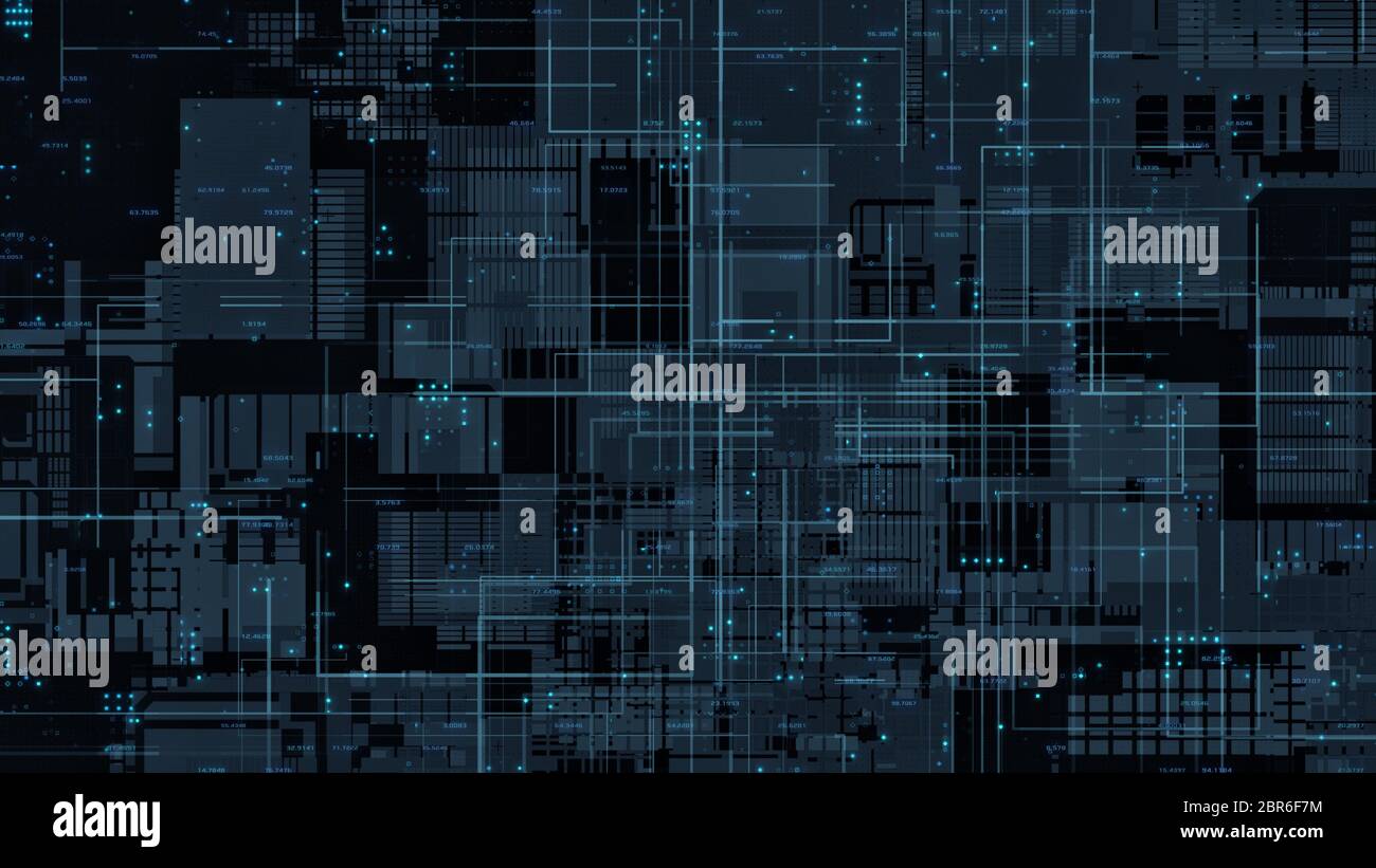 abstract futuristic background circuit board with dots and lines (3d ...