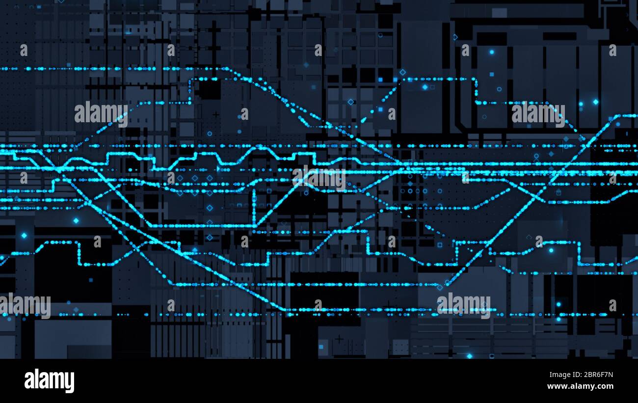 abstract futuristic background circuit board with dots and lines (3d ...