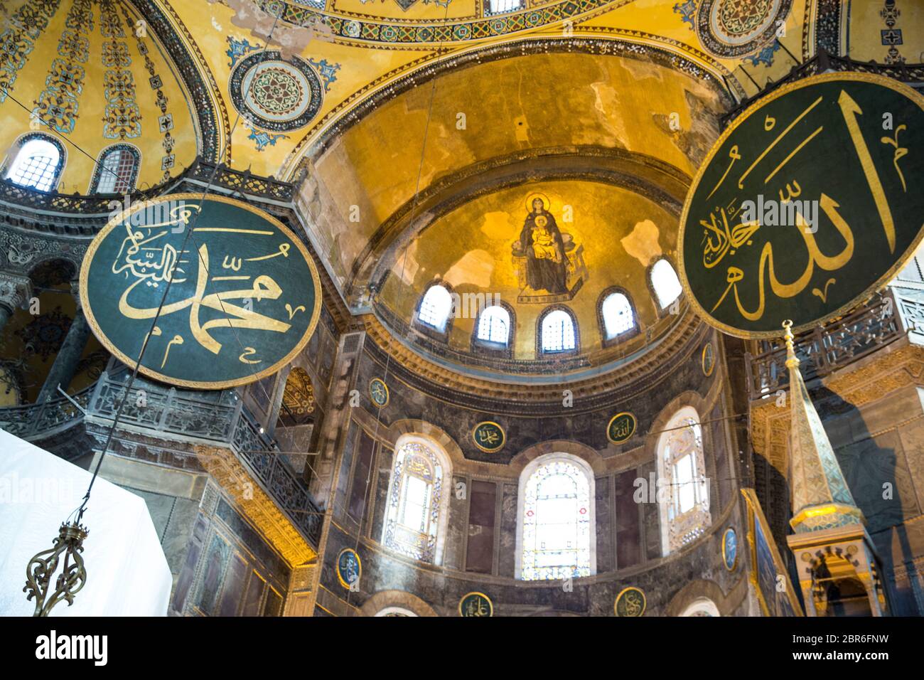 Istanbul, Turkey - 27 October 2017. Hagia Sofia inside. Beautiful golden ornament, orthodox and oriental decorations. Holy Wisdom or Ayasofya in Istan Stock Photo