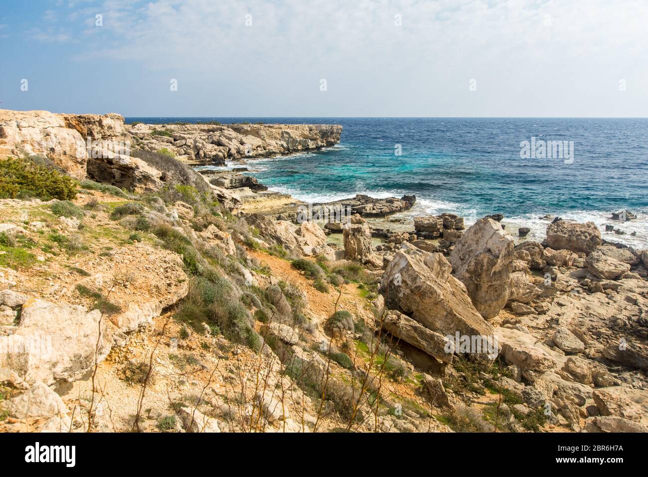 mediterranean shore near ayia napa, cyprus, in a sunny spring day Stock Photo