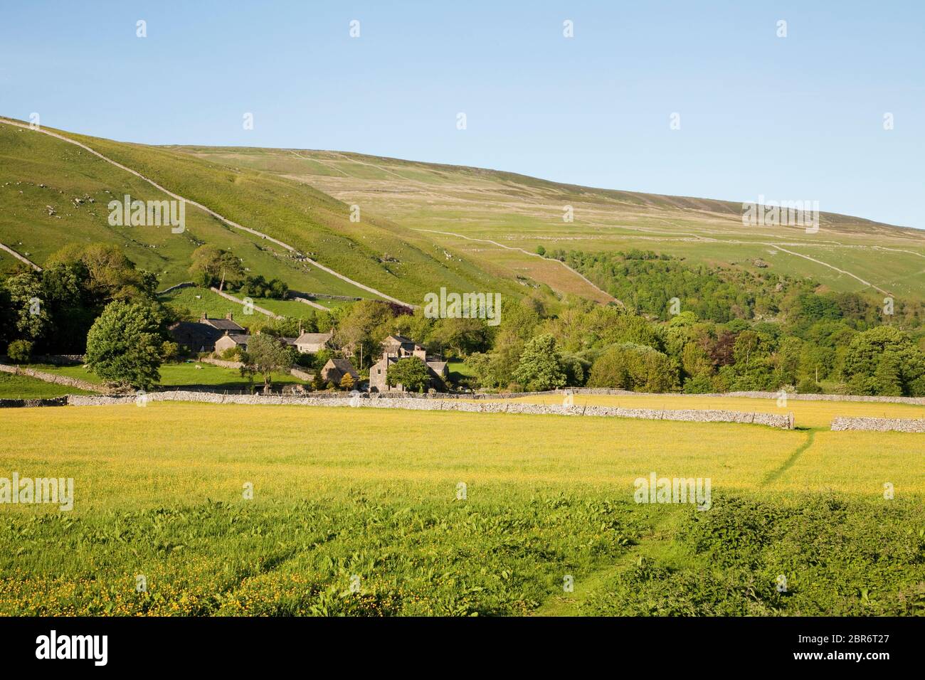 The village of Litton under Old Cote Moor in Littondale, Yorkshire Stock Photo