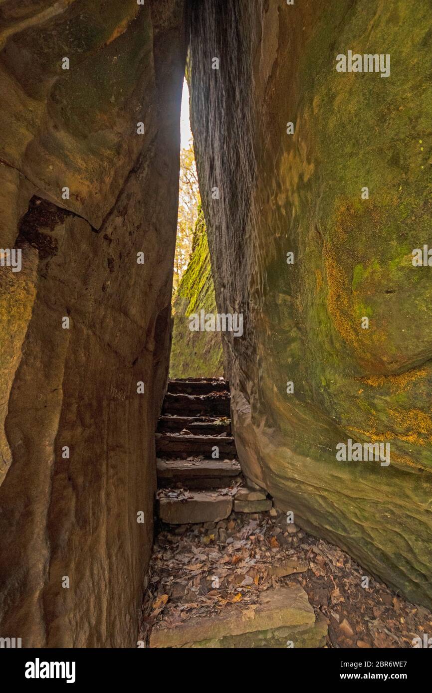 Narrow Passage on a Trail between Sandstone Rocks on the Rim Rock