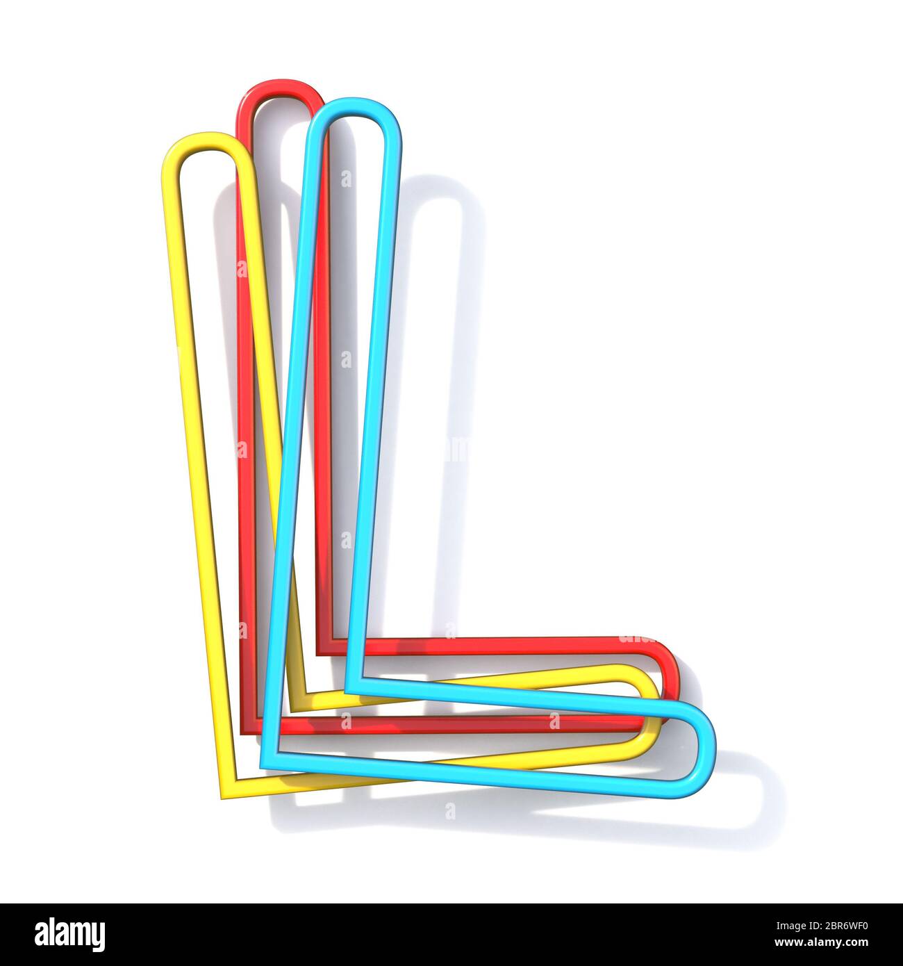 Three basic color wire font Letter L 3D rendering illustration isolated ...