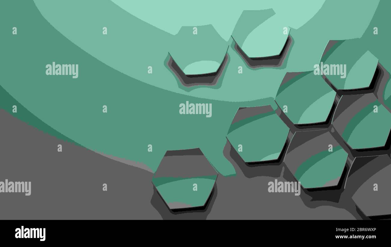 Abstract green background with curved hexagons - 3D rendering ...
