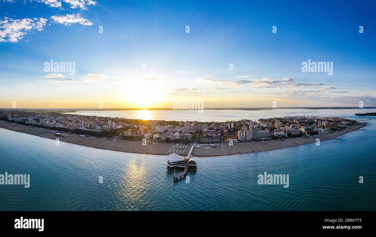 Lignano Sabbiadoro at the Adriatic sea coastline in Italy, Europe during summer. Stock Photo