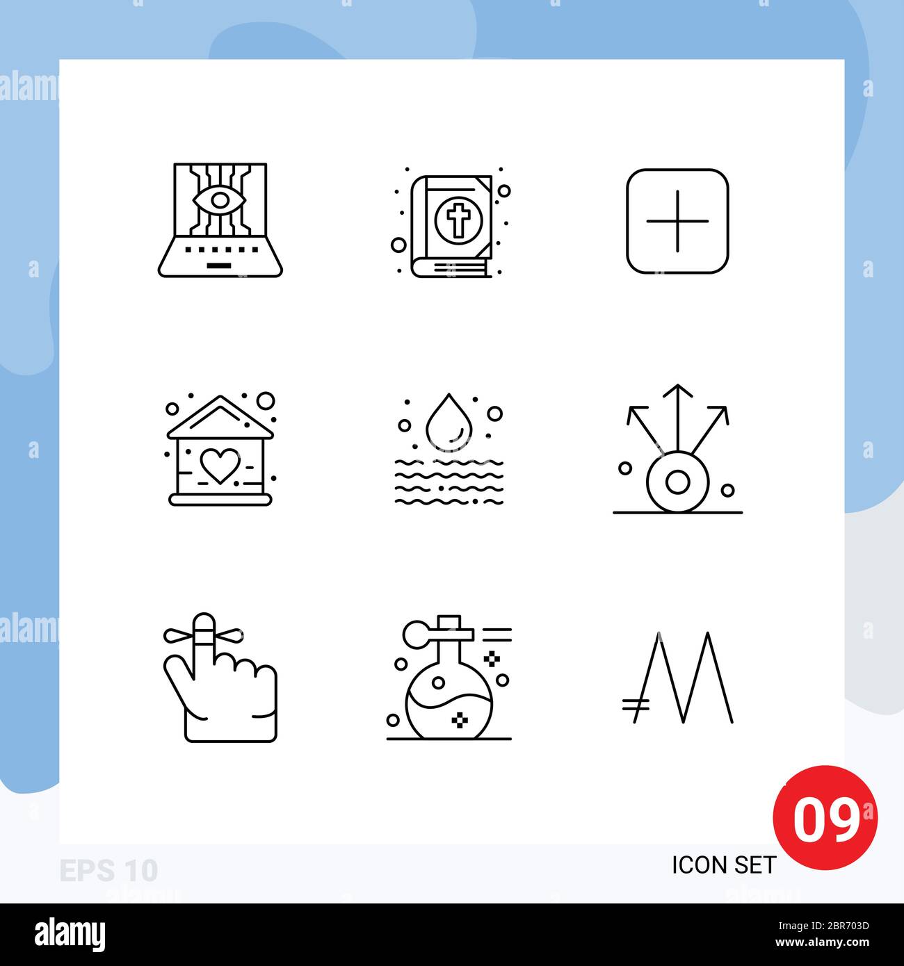 Modern Set of 9 Outlines Pictograph of house, doll, holiday, building, upload Editable Vector Design Elements Stock Vector