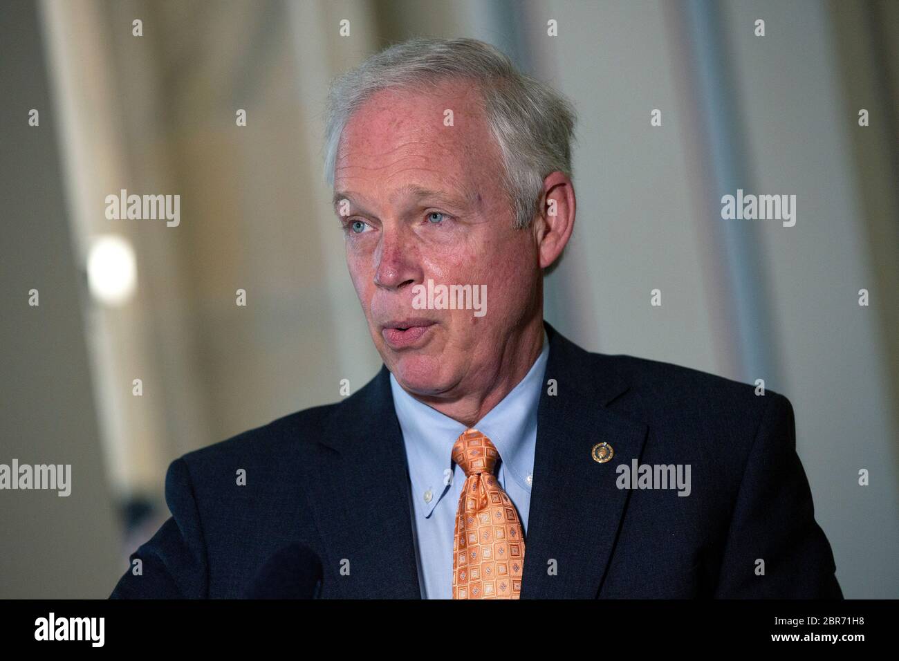 United States Senator Ron Johnson (Republican of Wisconsin) speaks to members of the media prior to a U.S. Senate Committee on Homeland Security and Governmental Affairs meeting in the Senate Russell Office Building in Washington, DC, U.S., on Wednesday, May 20, 2020, as the committee considers a motion to issue a subpoena to Blue Star Strategies. Credit: Stefani Reynolds/CNP /MediaPunch Stock Photo