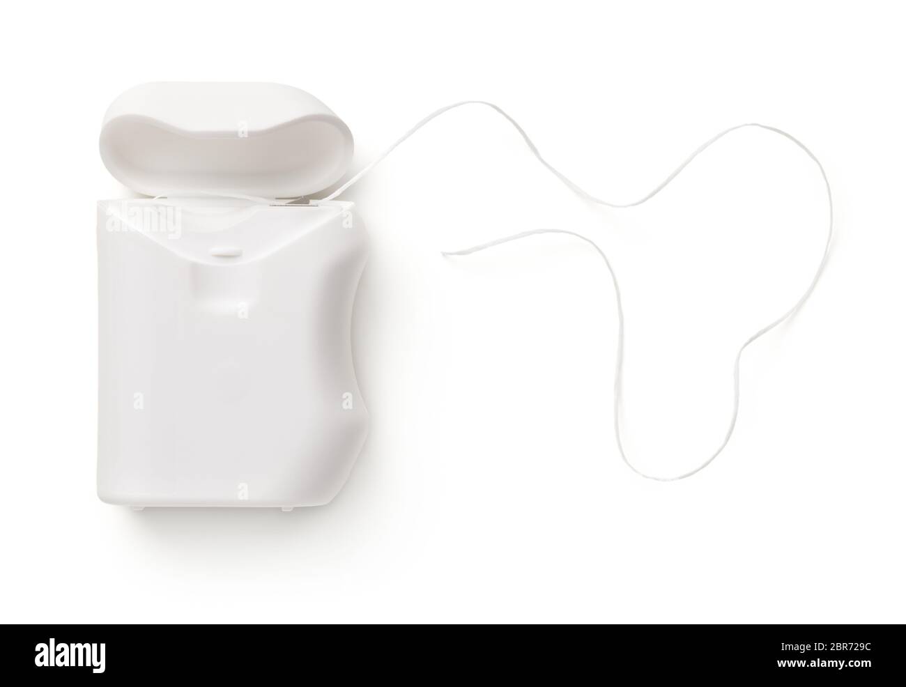 Dental floss container isolated on white background. Top view Stock