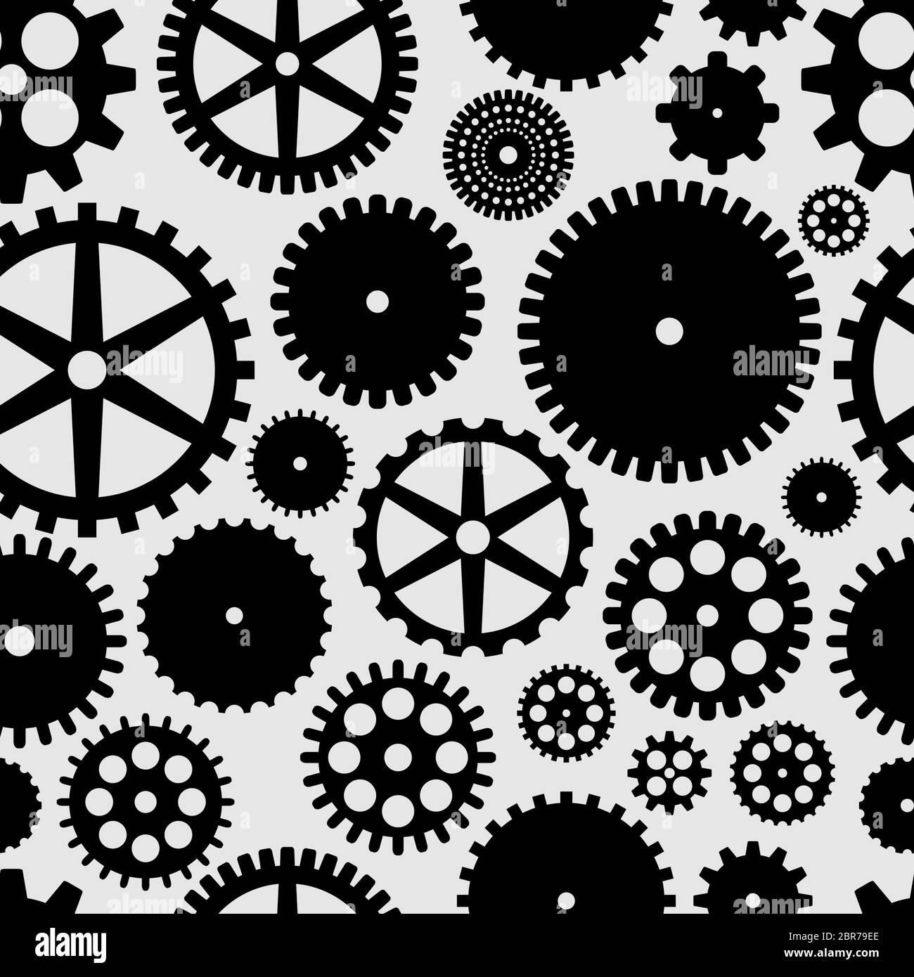 Abstract Gear Pattern abstract black flat gears seamless pattern Stock Photo - Alamy
