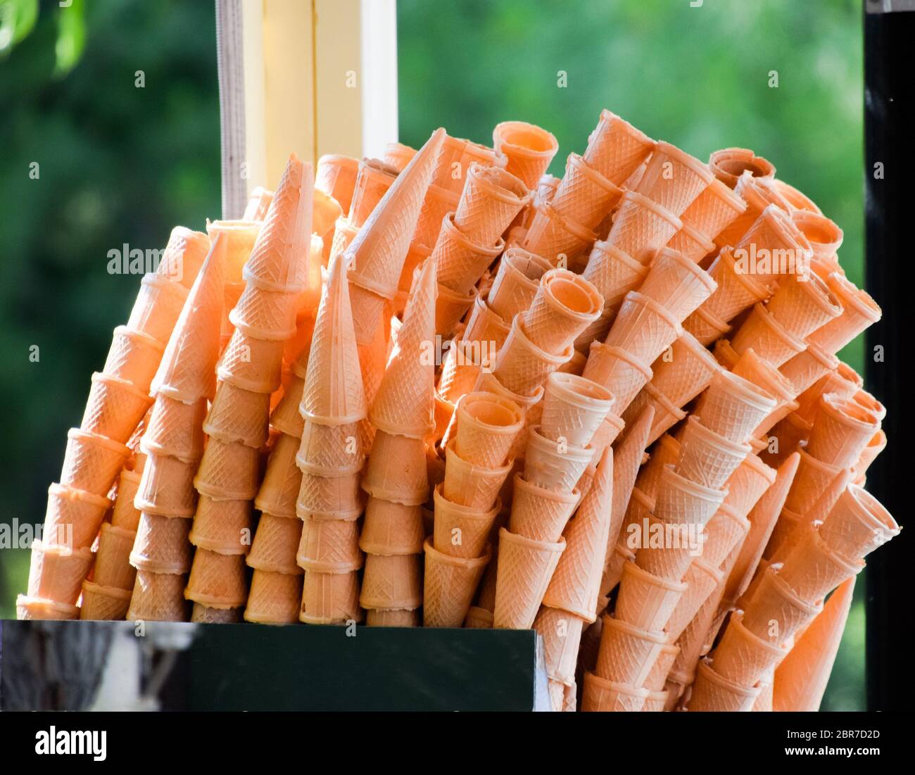Waffle empty cups for ice cream Waffle empty, cups Stock Photo