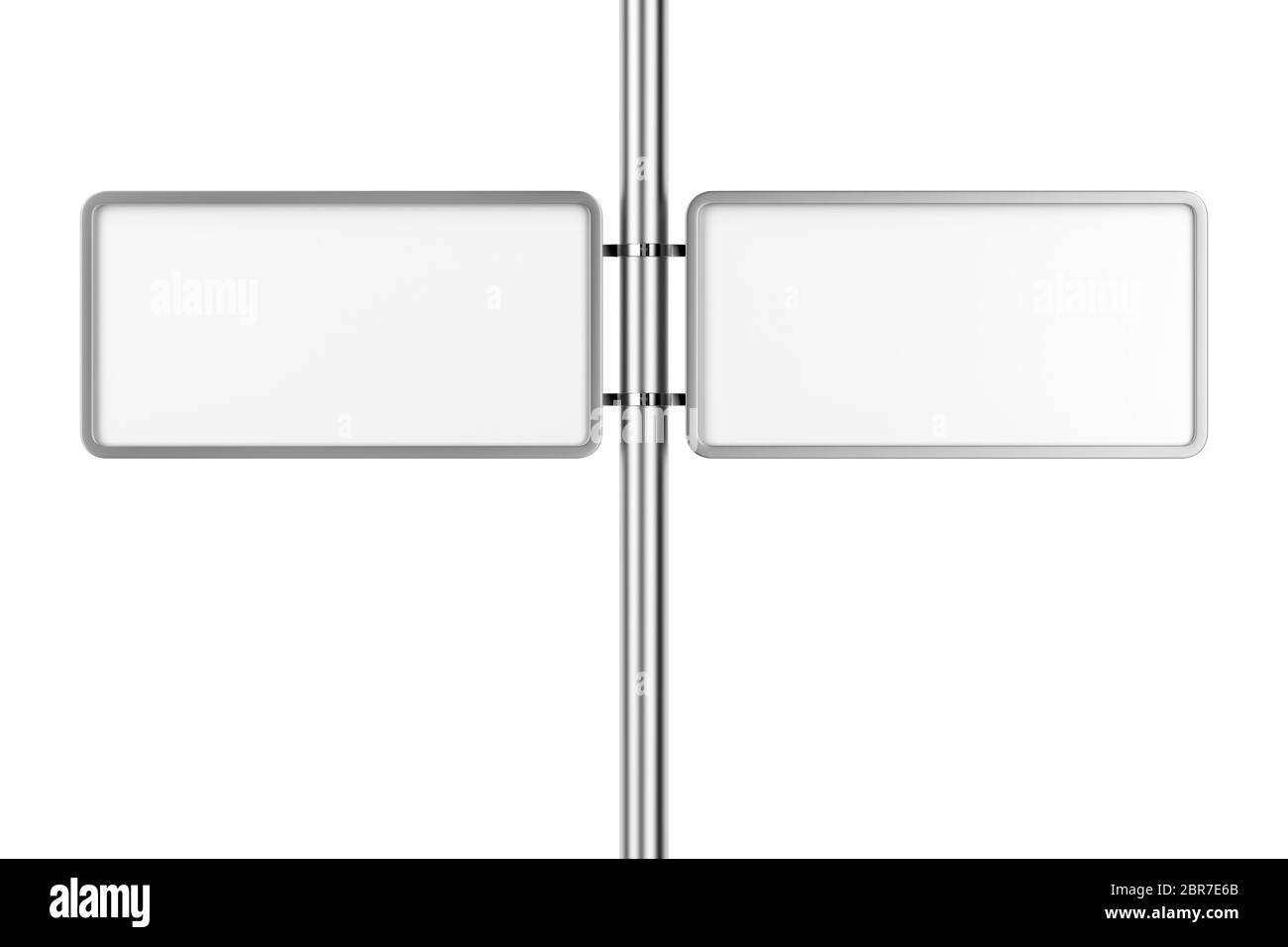 Two blank billboards attached on column, front view Stock Photo