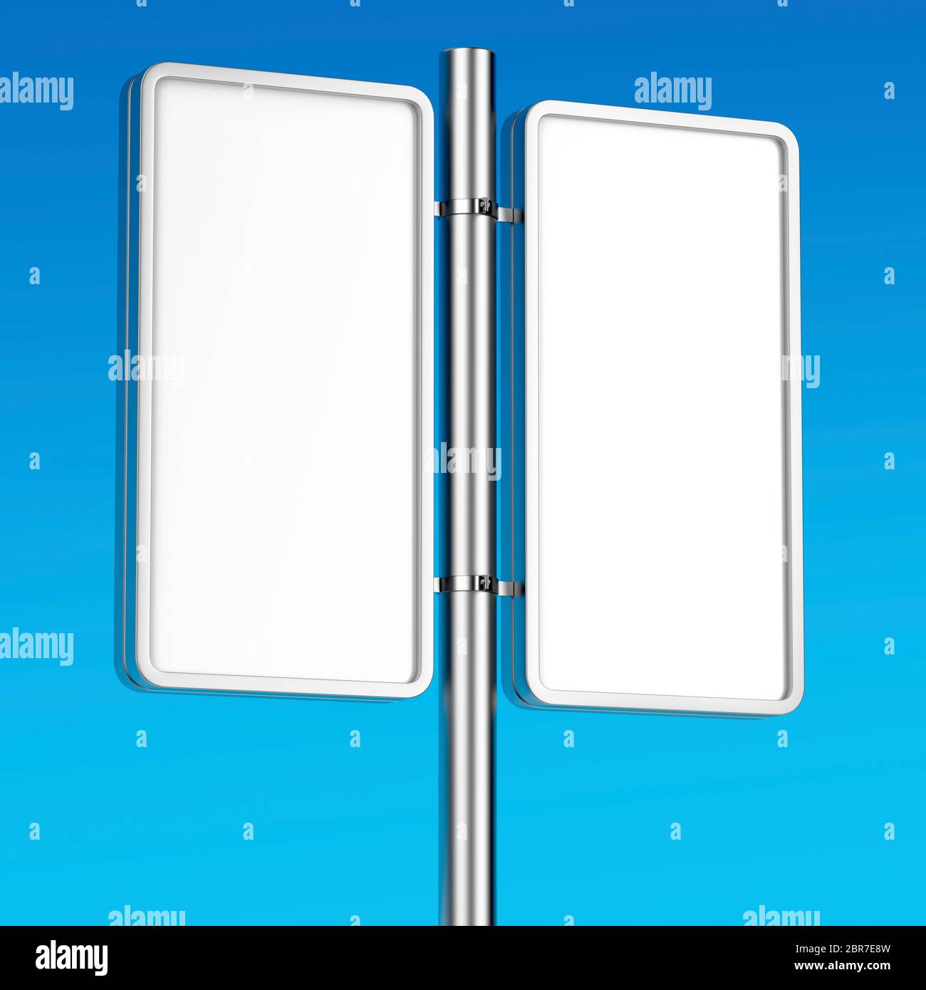 Two blank billboards on a column Stock Photo