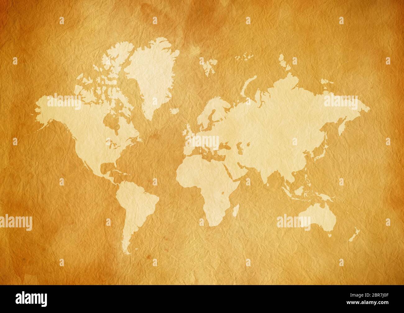 Vintage world map on old parchment paper texture Stock Photo - Alamy