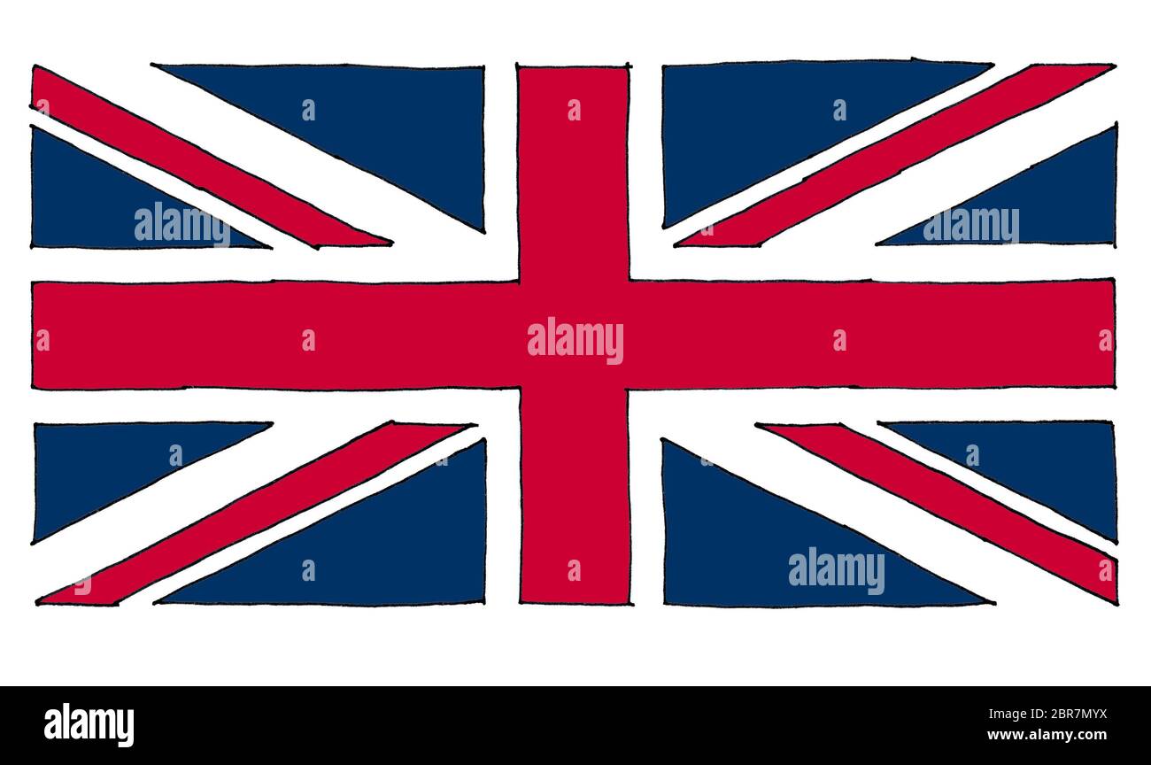 hand drawn national flag of the United Kingdom (UK) aka Union Jack