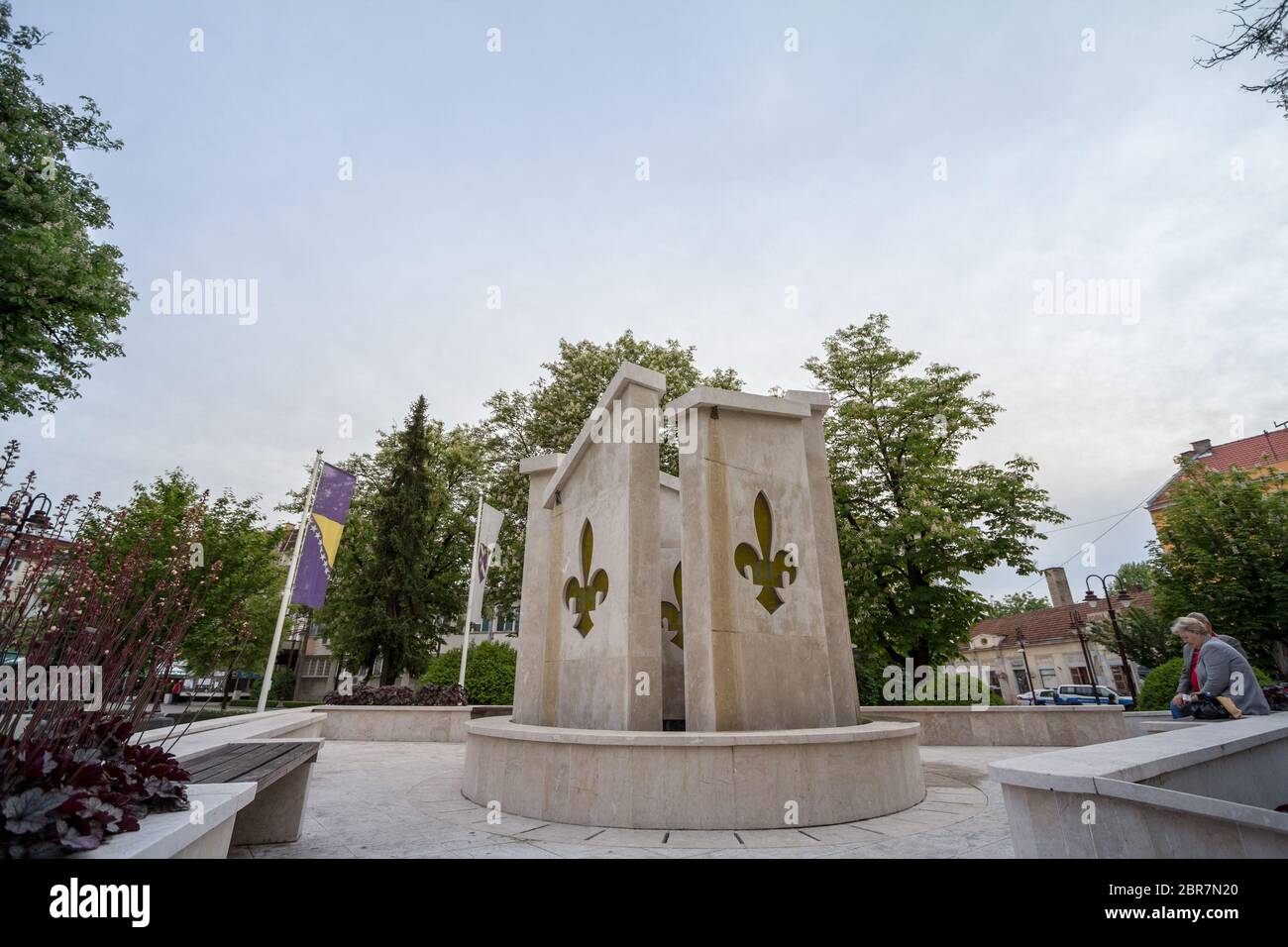 BRCKO, BOSNIA, MAY 6, 2017: Bosnian War Memorial, dedicated to the bosniak victims of the wars of 1992-1995 in Bosnia and Herzegovina.  Picture of a w Stock Photo