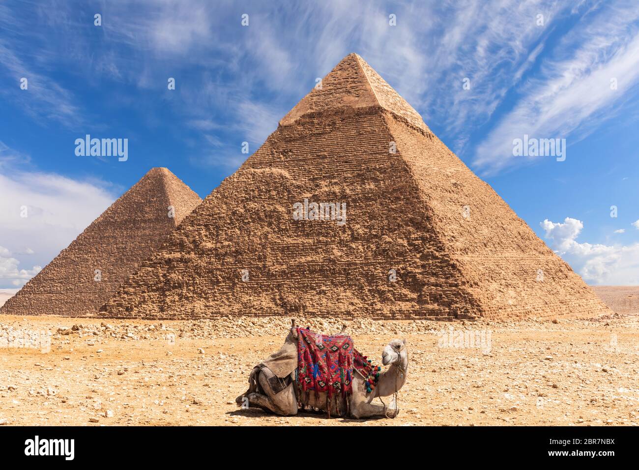 The Pyramid of Khafre and the Pyramid of Khufu in Giza, Egypt Stock ...