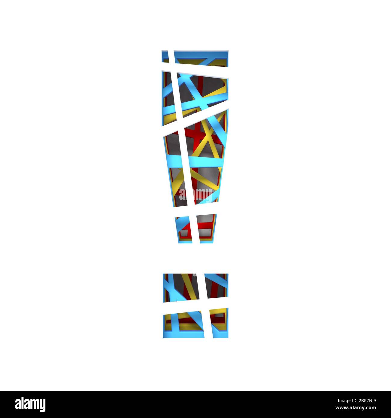 Colorful paper cut out font EXCLAMATION MARK 3D render illustration ...