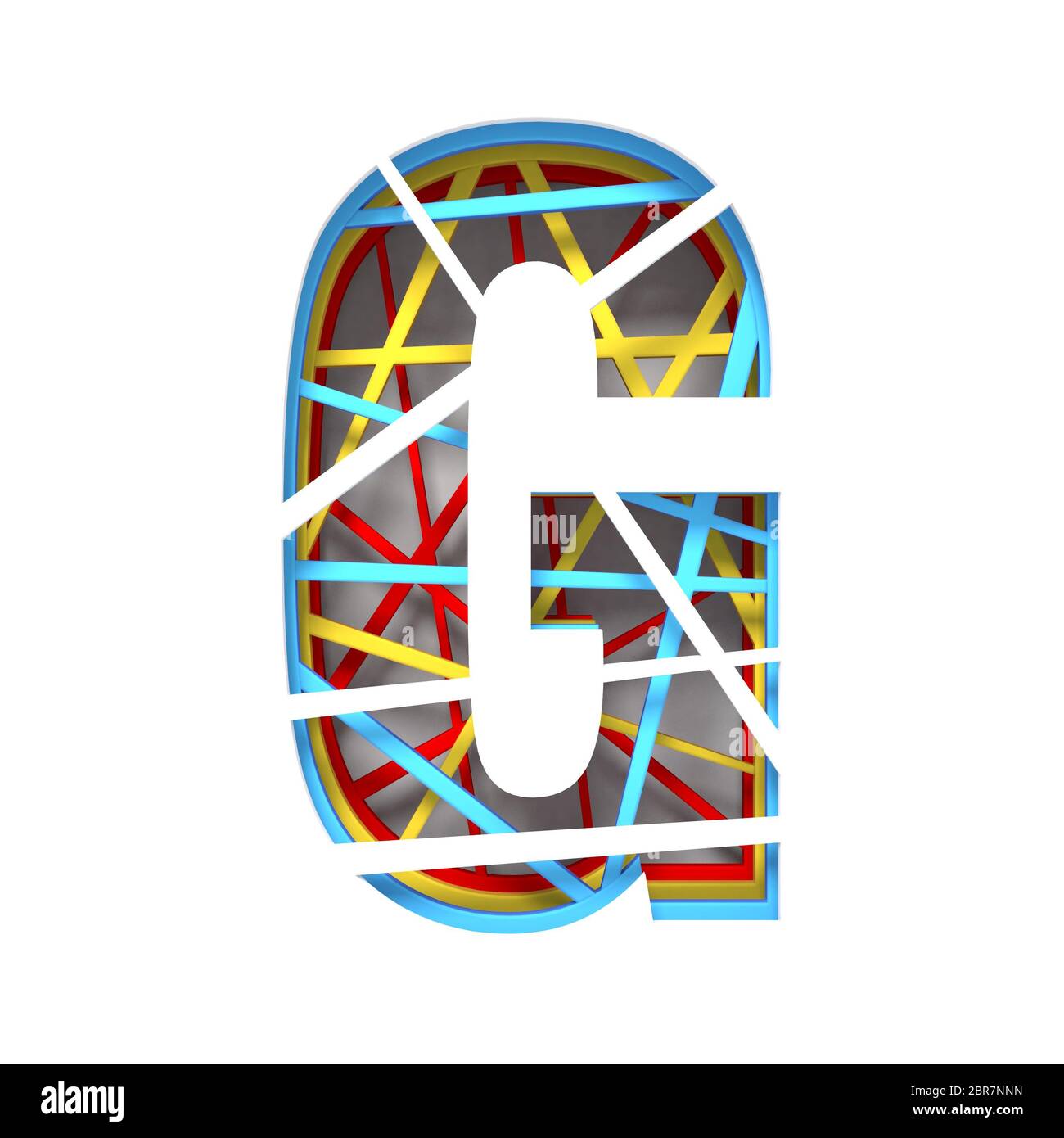 Colorful paper cut out font Letter G 3D render illustration isolated on white background Stock Photo