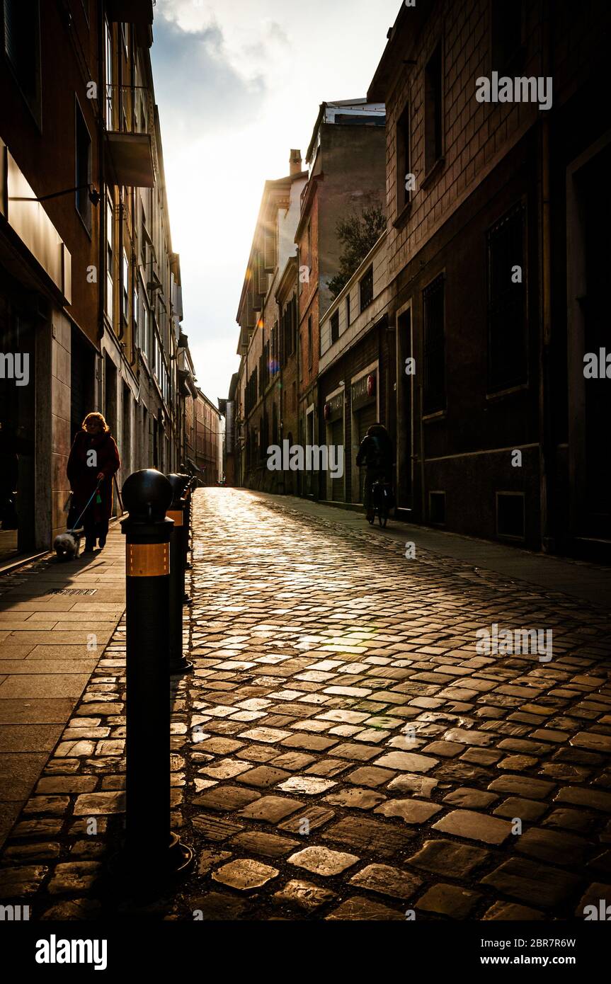 Rimini city early morning street scene Stock Photo - Alamy