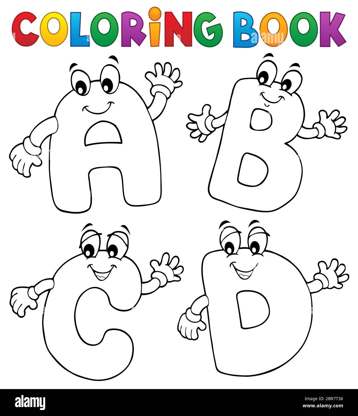 Coloring book cartoon ABCD letters 2 - picture illustration Stock Photo -  Alamy
