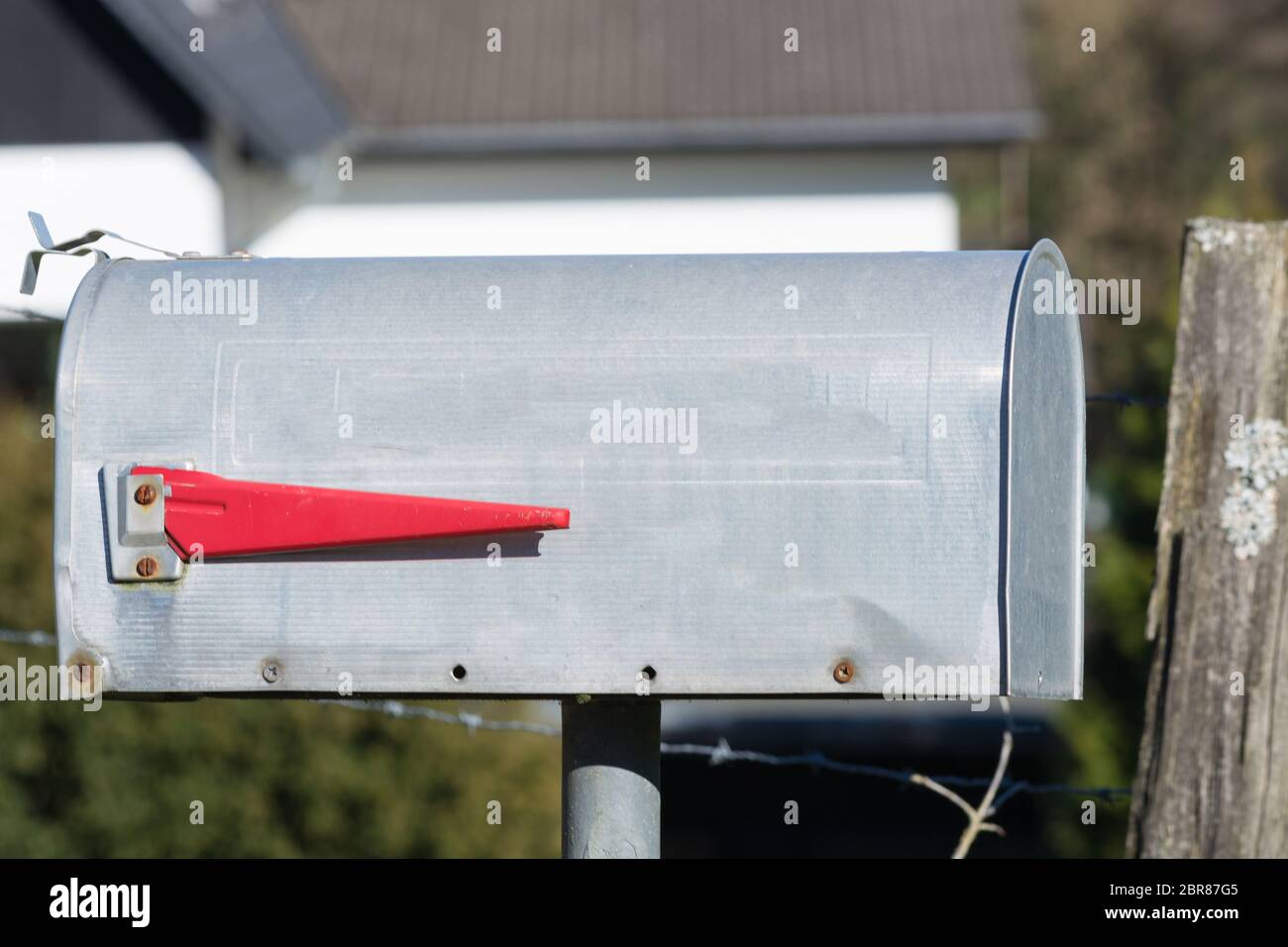 American mailbox with red flag Stock Photo Alamy