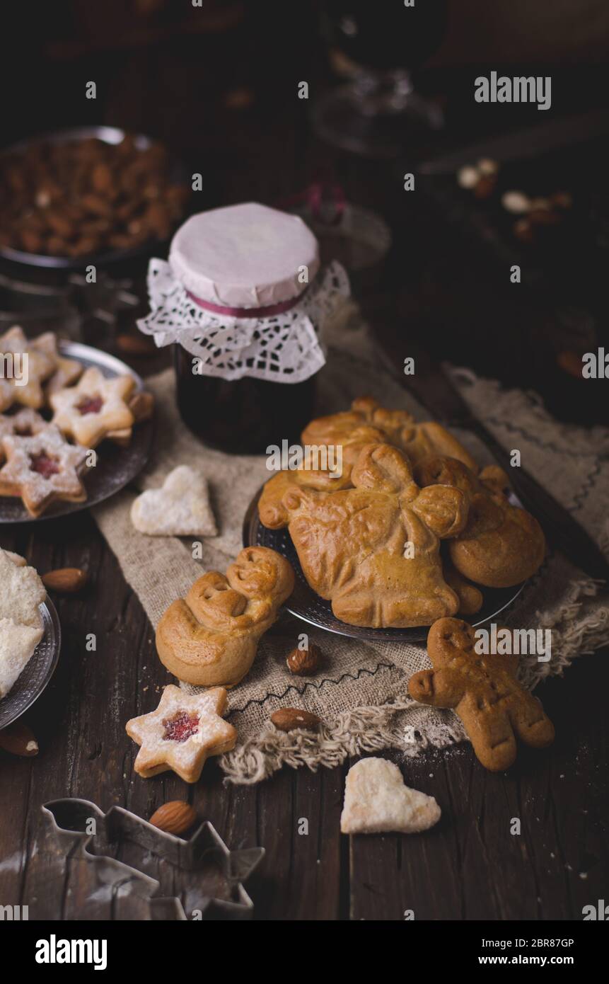 Christmas time, homemade christmas cookies vintage style, delicious cookies Stock Photo