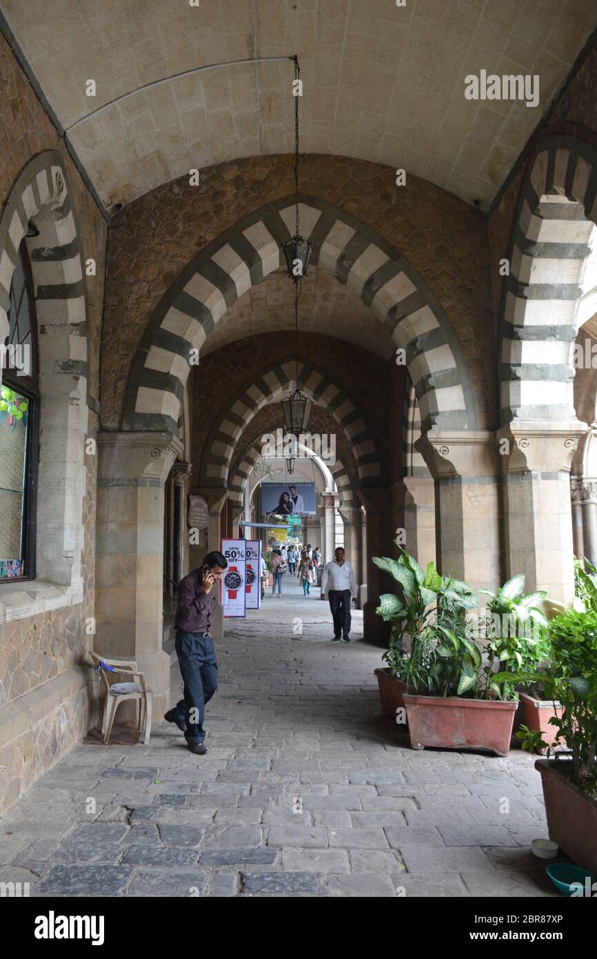 The distinctive porticoes of the David Sasson Library and Reading Room in Mumbai, completed in 1870 and one of the city's key heritage buildings. Stock Photo