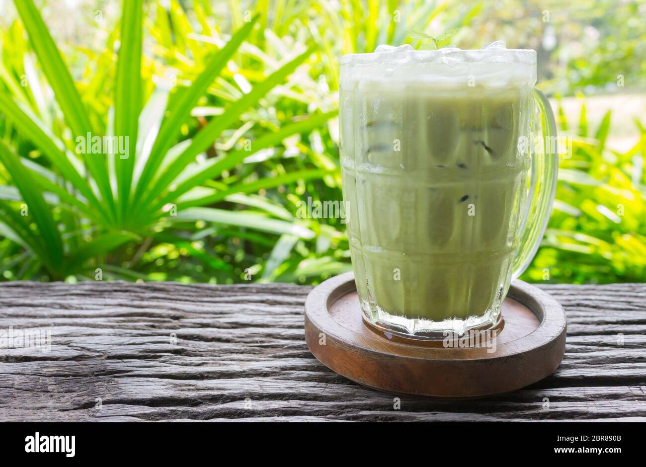 Cold Green Tea Milk Beverage or Cold Drinks Right Frame Side View