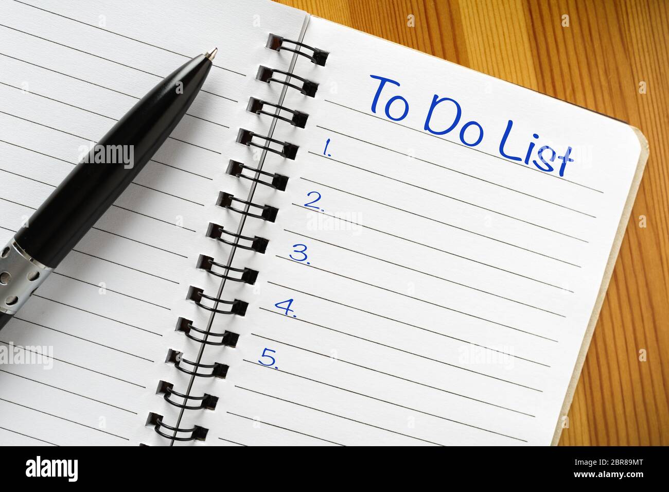 To do list with 5 items. Stock Photo