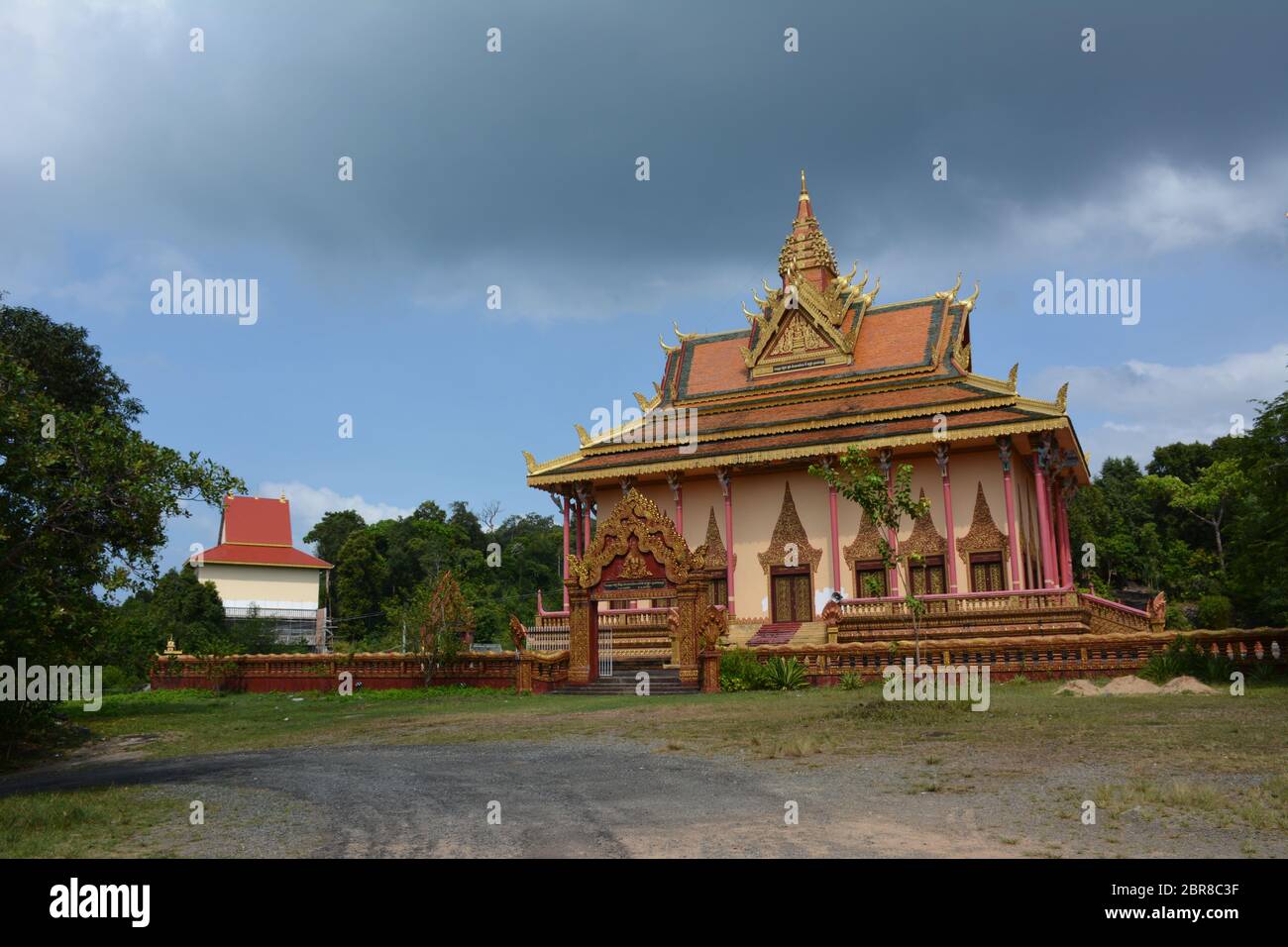 Ream Pagoda on the coast of southern Cambodia is open to tourists. Stock Photo