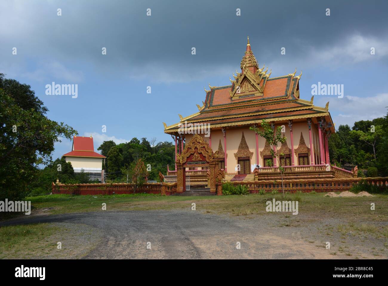 Ream Pagoda on the coast of southern Cambodia is open to tourists. Stock Photo