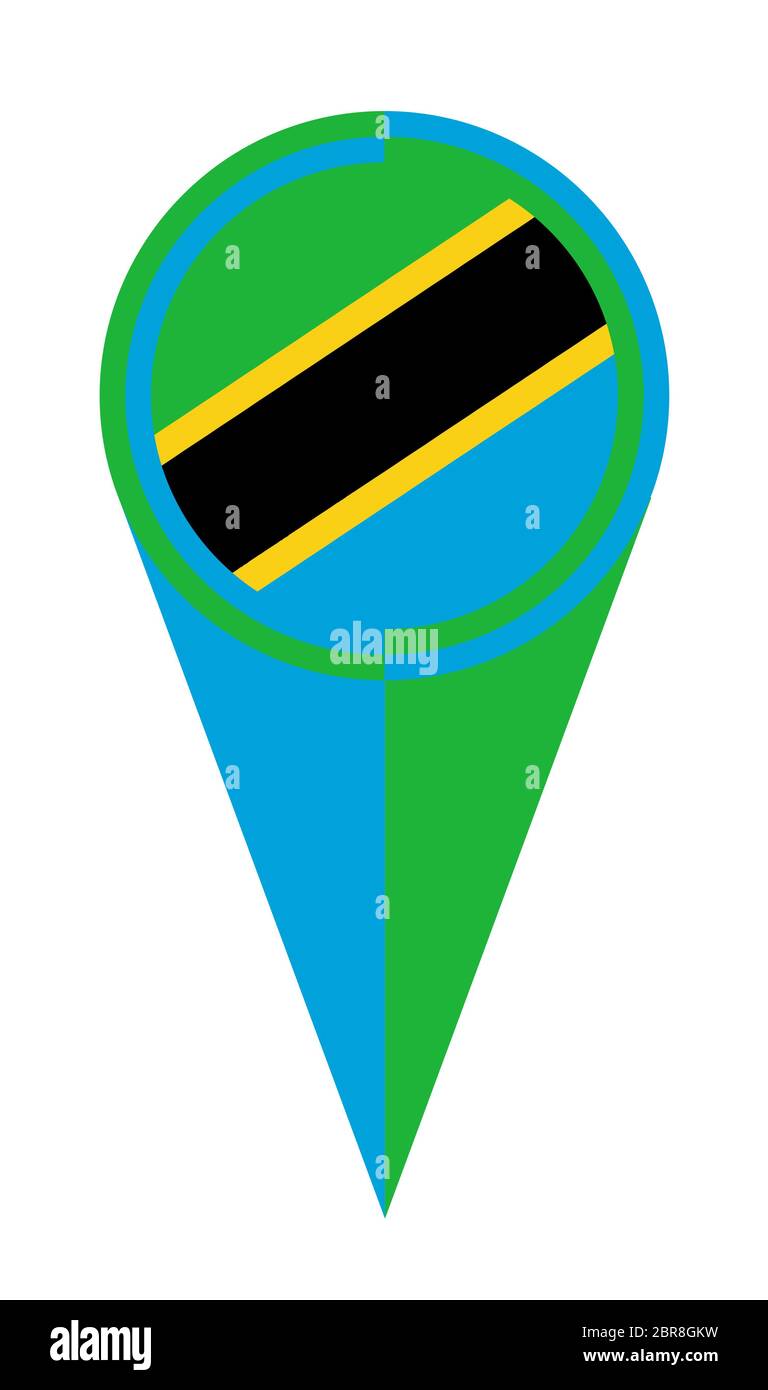 Tanzania map pointer pin icon location flag marker Stock Photo - Alamy