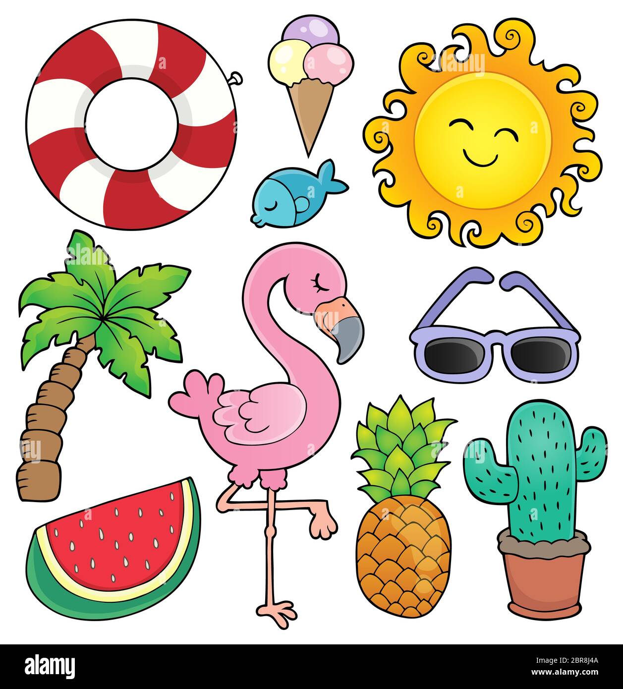 Summer theme collection 1 picture illustration Stock Photo Alamy