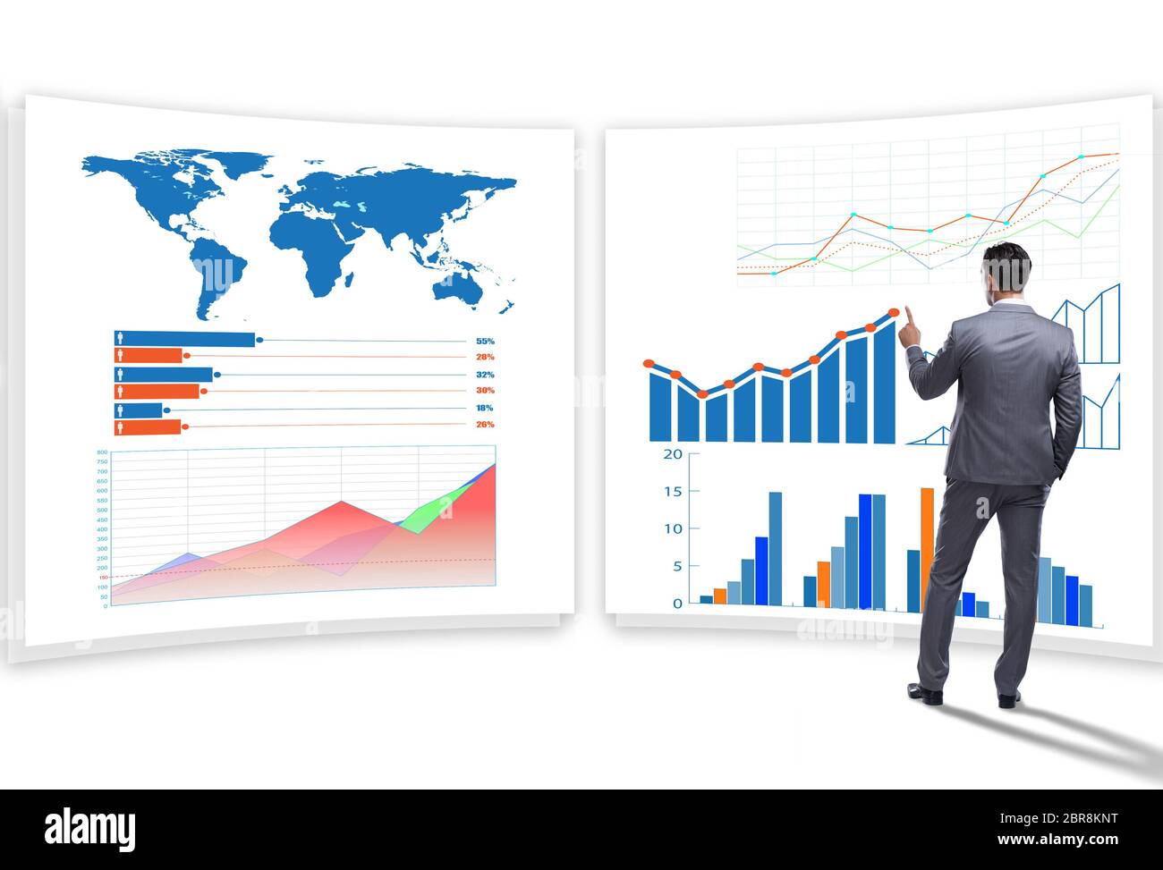 The businessman in business visualization and infographics concept ...