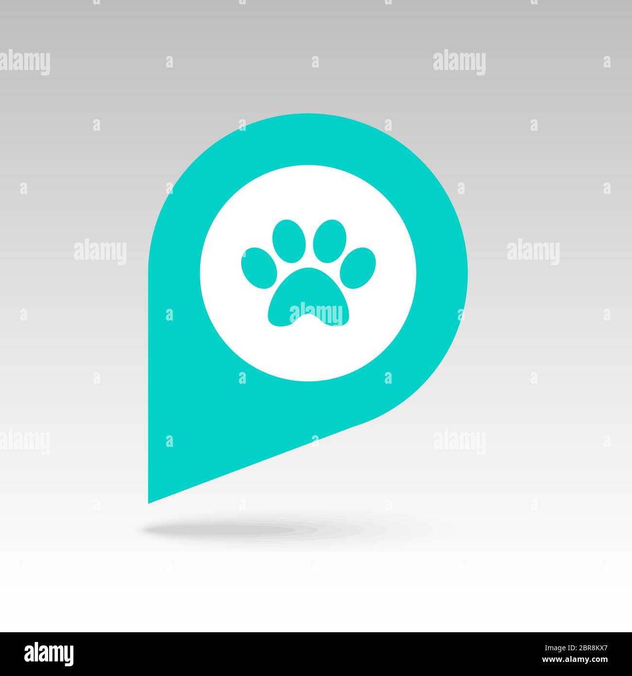 Dog paw pin map icon. Map pointer. Map markers. Destination vector icon ...
