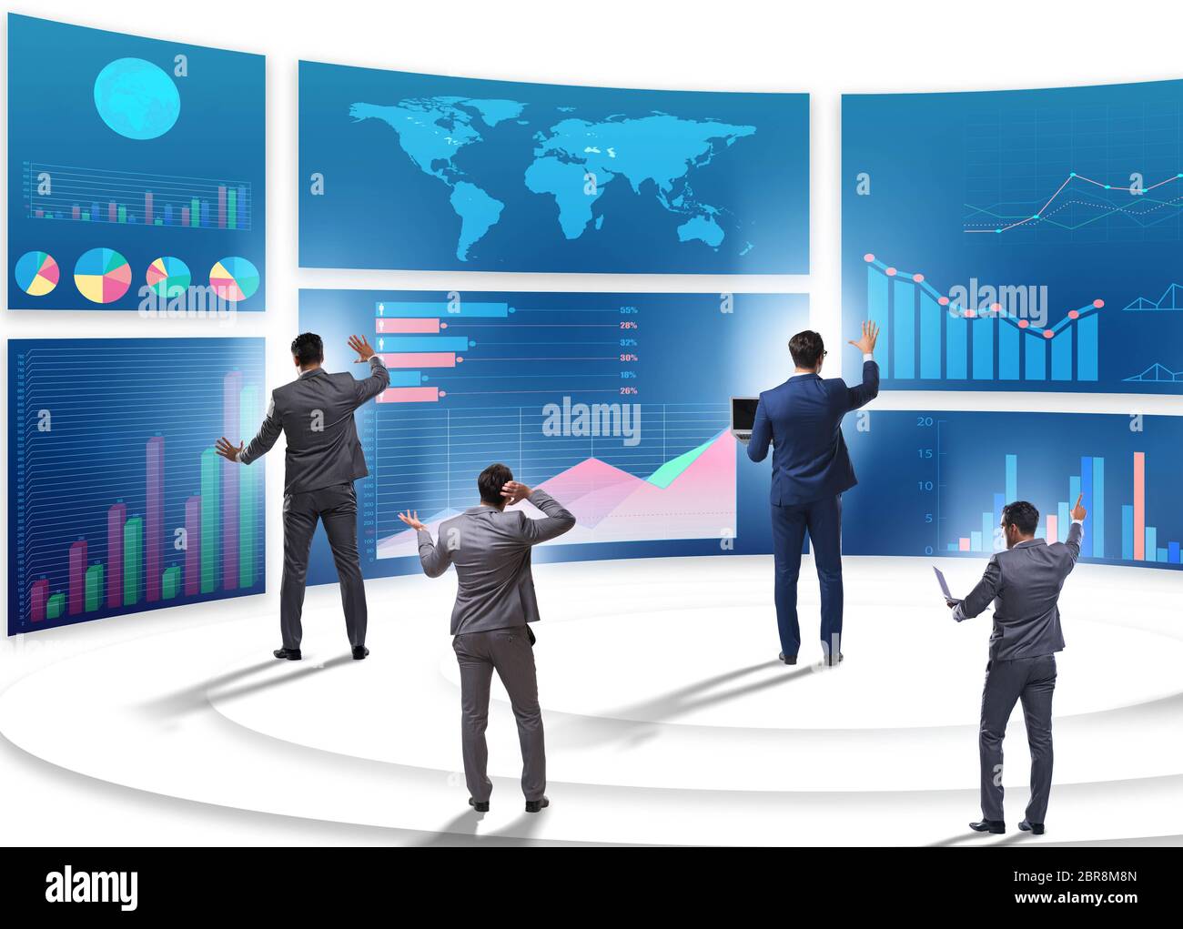 The businessman in business visualization and infographics concept ...