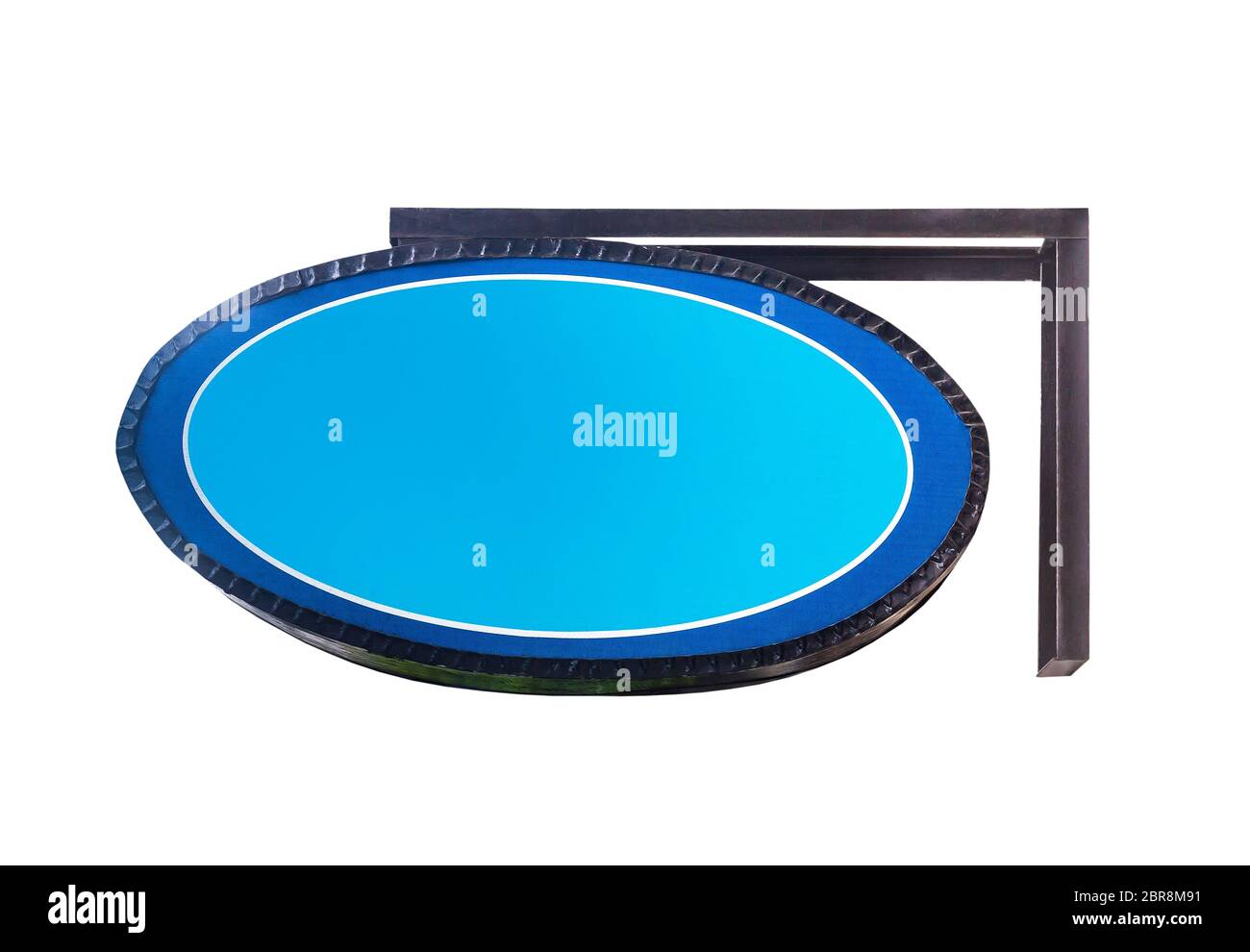 Blank bule sign hanging isolated on white with clipping path Stock ...