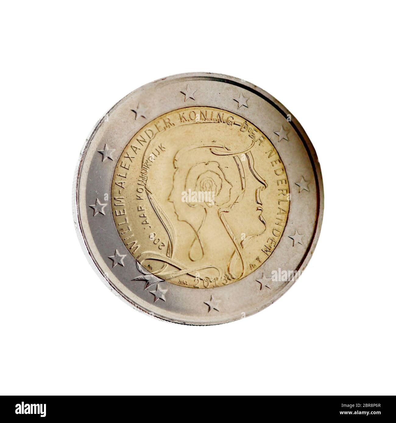 niederländische 2-Euro-Münze mit König Willem-Alexander Stock Photo