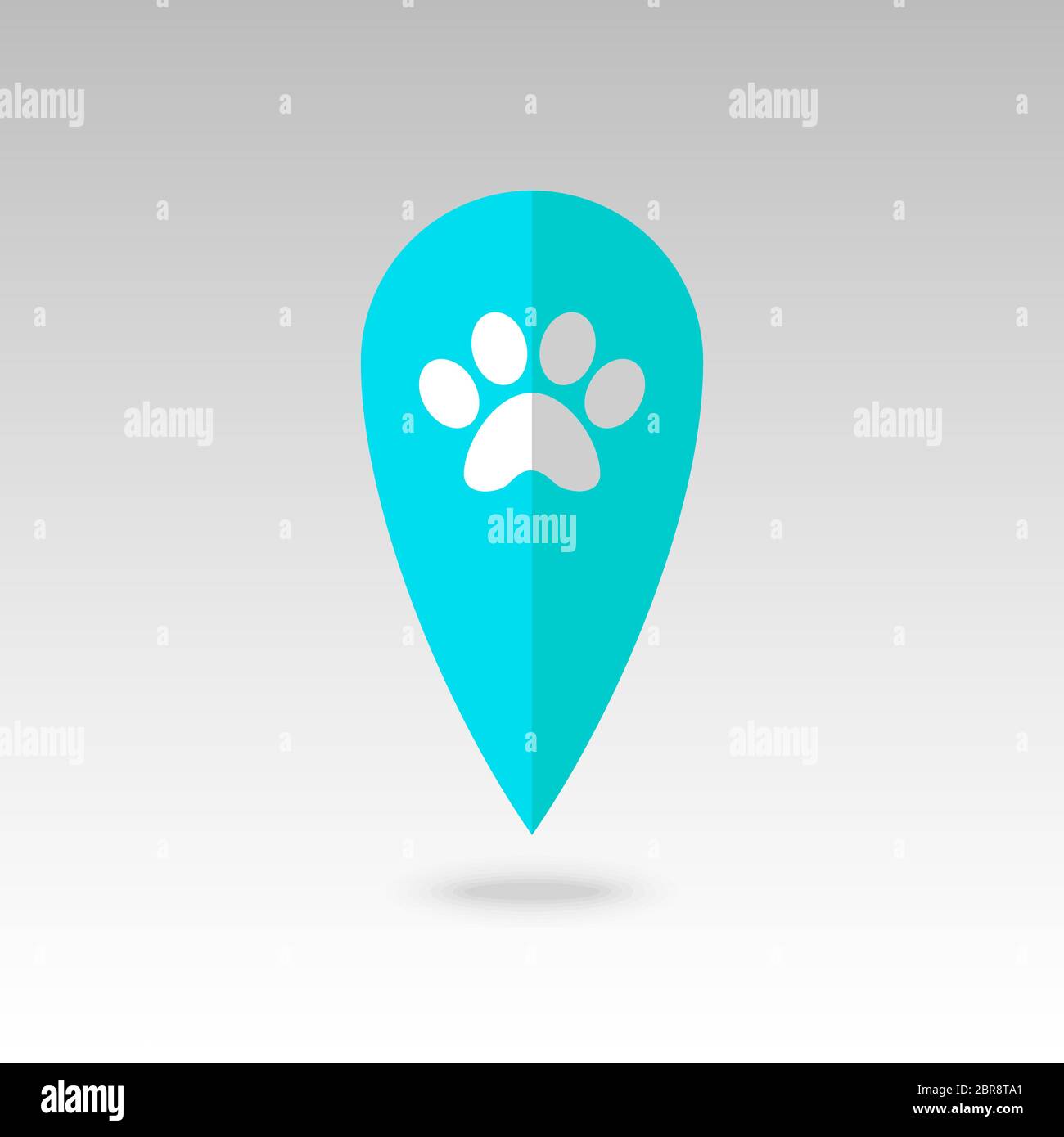 Dog paw pin map icon. Map pointer. Map markers. Destination vector icon. GPS location symbol. Mapping pins icon EPS 10 vector file has transparency, s Stock Photo