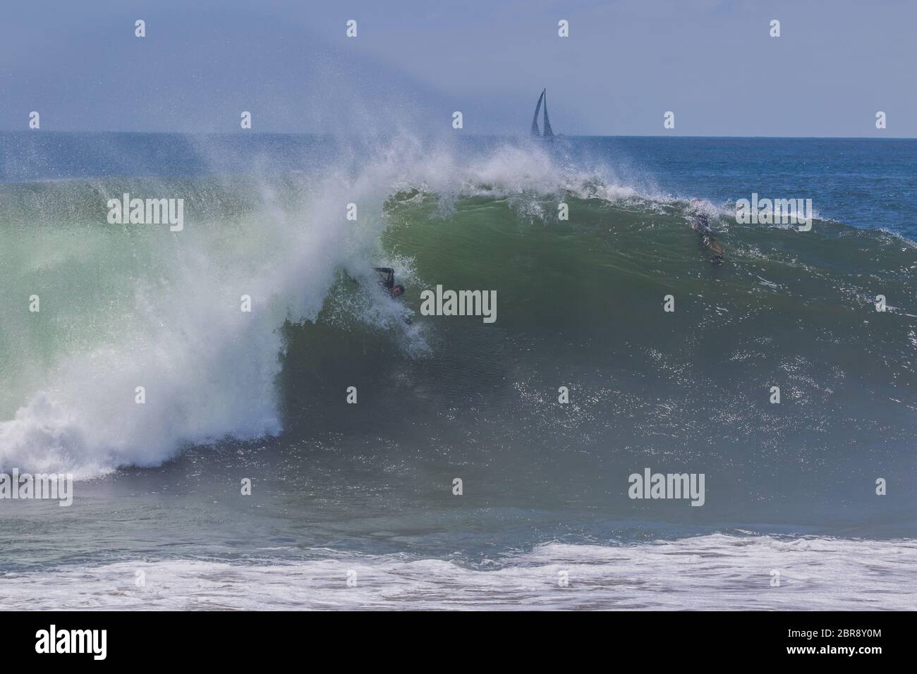 Bodysurfer riding a wave at the world famous bodysurfing location The